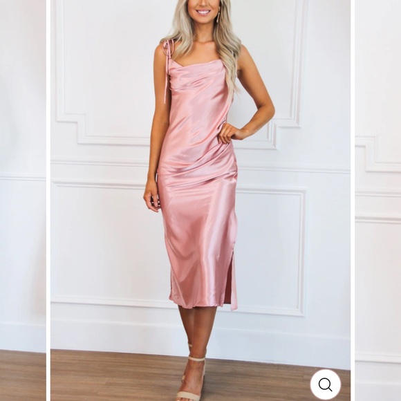 RACING HEARTS SATIN MIDI DRESS: DUSTY ROSE women’s  size MEDIUM Elegant dress - Picture 4 of 5